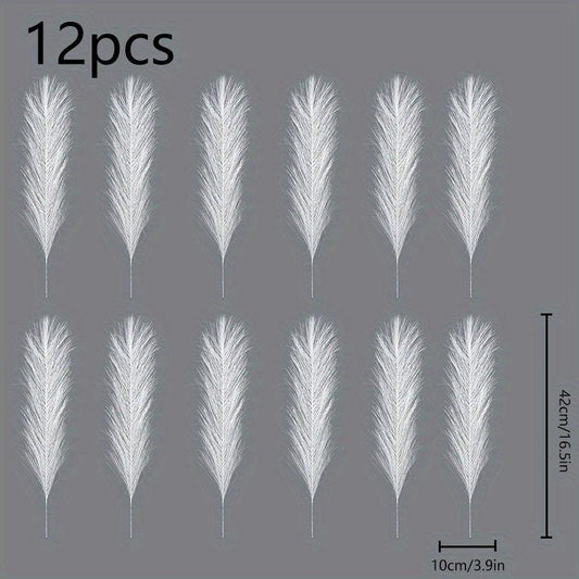 12pcs Artificial Pampas Grass for DIY Bouquets Home Room Decor Wedding