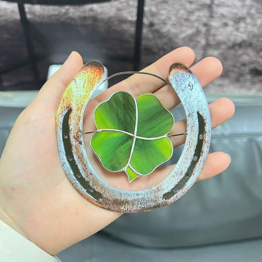 Four Leaf Clover Lucky Horseshoe Good Luck Decoration