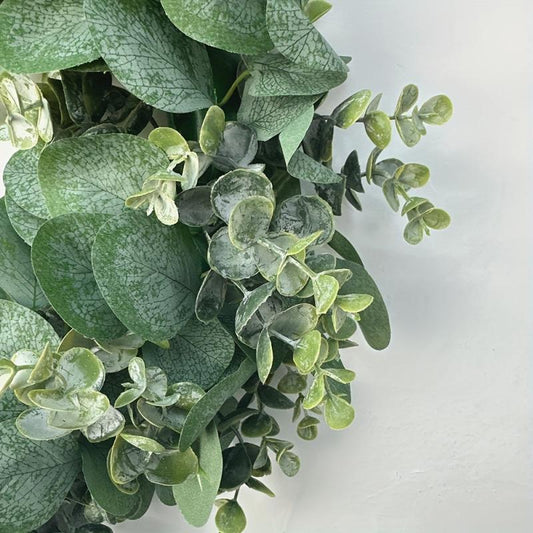 45 Artificial Eucalyptus Wreath for Front Door - Green Leaves - Porch Decor