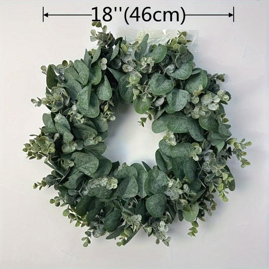 45 Artificial Eucalyptus Wreath for Front Door - Green Leaves - Porch Decor