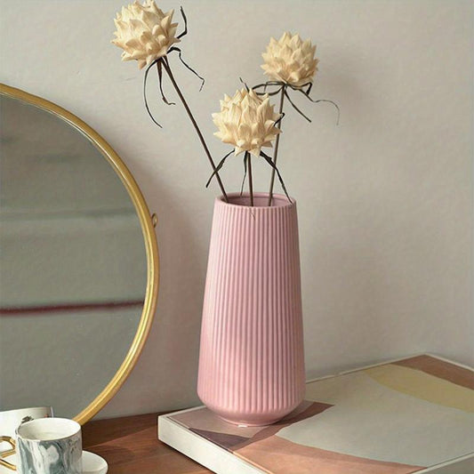 Plastic Flower Vase Home Decor Pink
