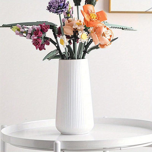 Plastic Flower Vase Home Decor Pink