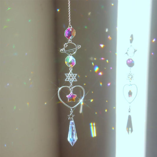 3pcs Colorful Crystal Suncatchers with Chain Pendant for Home Garden Wedding