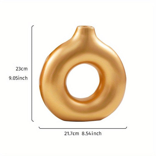 Boho Nordic Style Golden Resin Vase for Home Decor