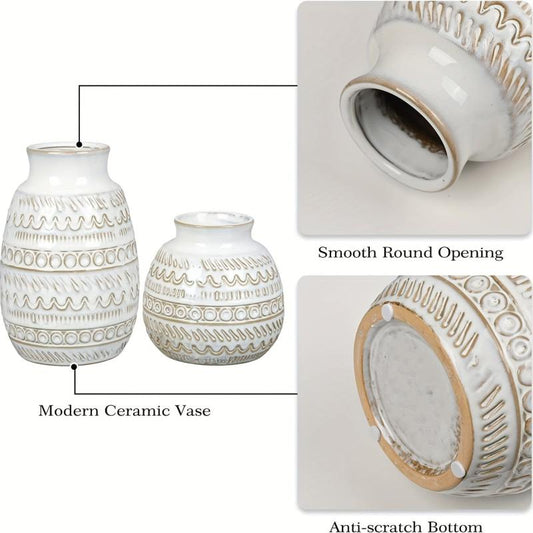 Ceramic Boho Vase for Home Decor - Fireplace/Table Shelf Decoration