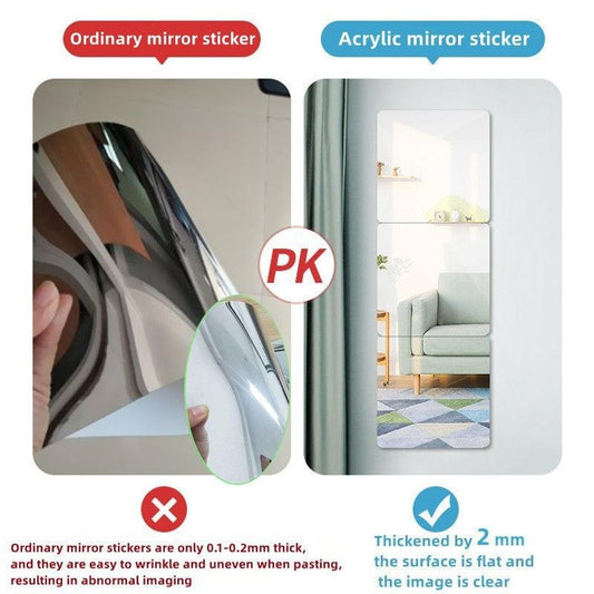 4pcs 3D Acrylic Mirror Stickers Self Adhesive DIY Art Mirrors for Decor