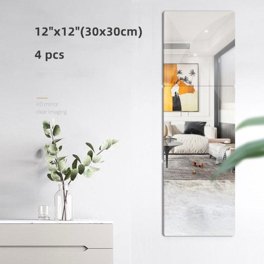 4pcs 3D Acrylic Mirror Stickers Self Adhesive DIY Art Mirrors for Decor