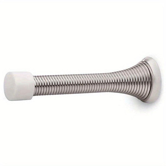 Flexible Spring Door Stopper Rubber Bumper Tips Satin Nickel Finish