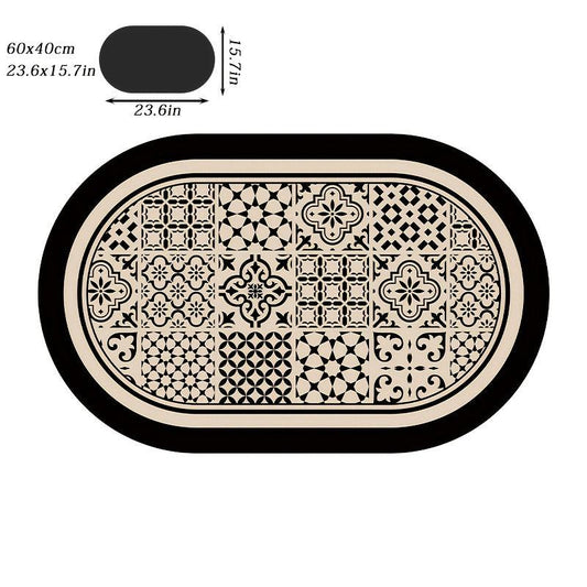 Geometric Oval Bath Rug Soft Non Slip Quick Dry Mat