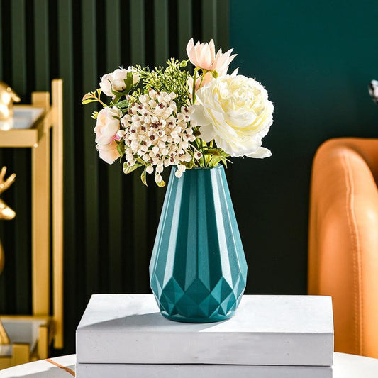 Plastic Flower Vase with Textured Detail for Home Decor