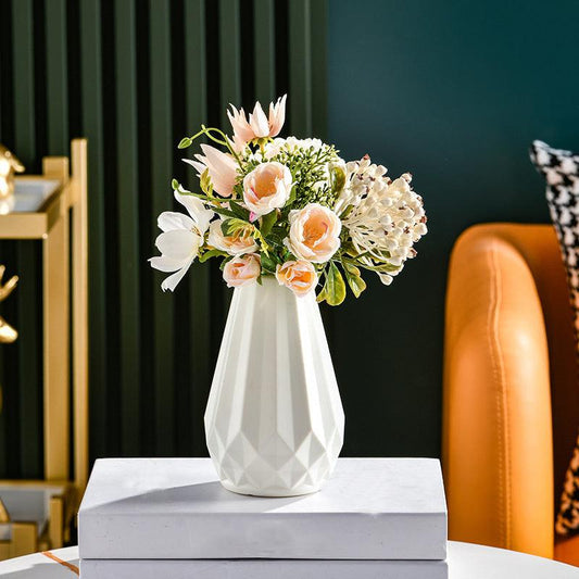 Plastic Flower Vase with Textured Detail for Home Decor