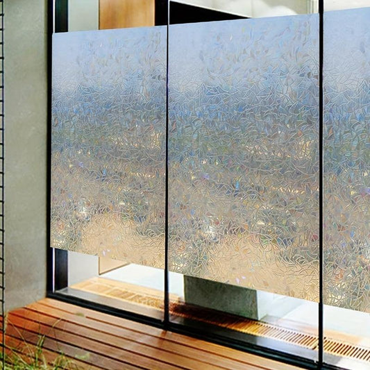 Rainbow Stained Glass Window Film - Static Cling Door Covering Sticker