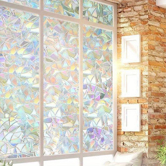 Rainbow Stained Glass Window Film - Static Cling Door Covering Sticker