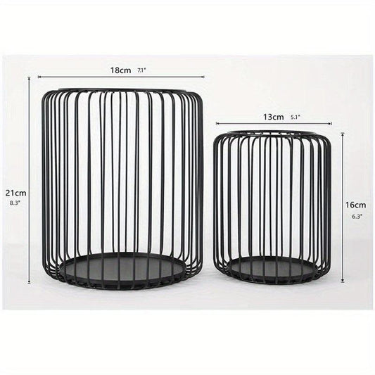 2pcs Metal Lacquered Candle Holder Lantern Shaped Candlesticks