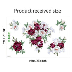Flower Rose Printed Self Adhesive Wall Sticker Peony Bedroom Living Room Decor