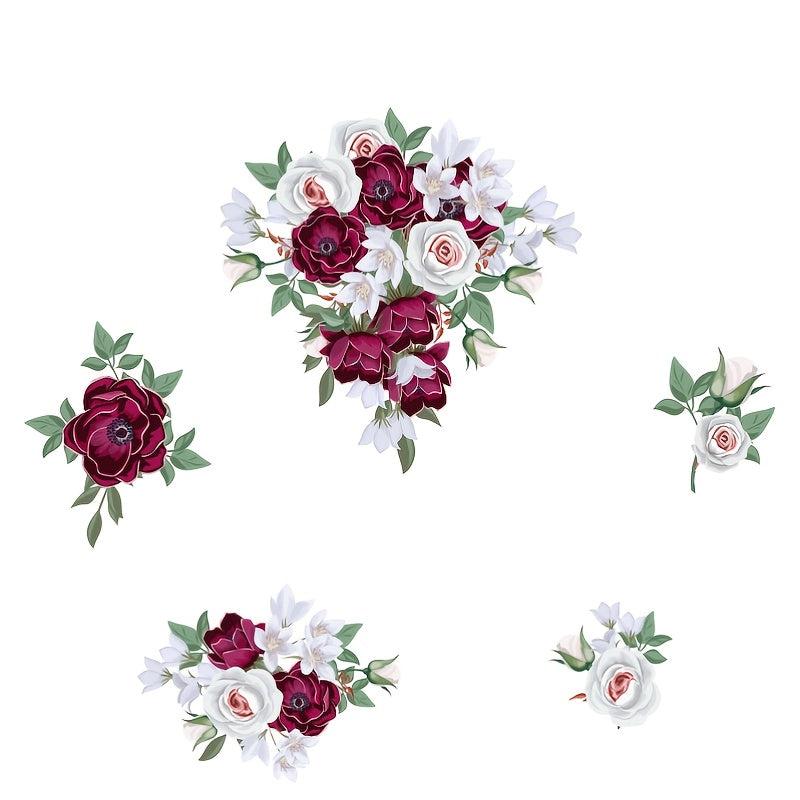 Flower Rose Printed Self Adhesive Wall Sticker Peony Bedroom Living Room Decor