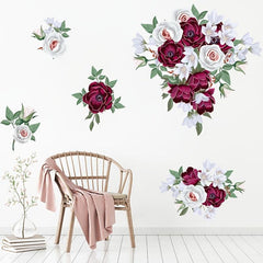 Flower Rose Printed Self Adhesive Wall Sticker Peony Bedroom Living Room Decor