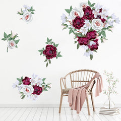 Flower Rose Printed Self Adhesive Wall Sticker Peony Bedroom Living Room Decor