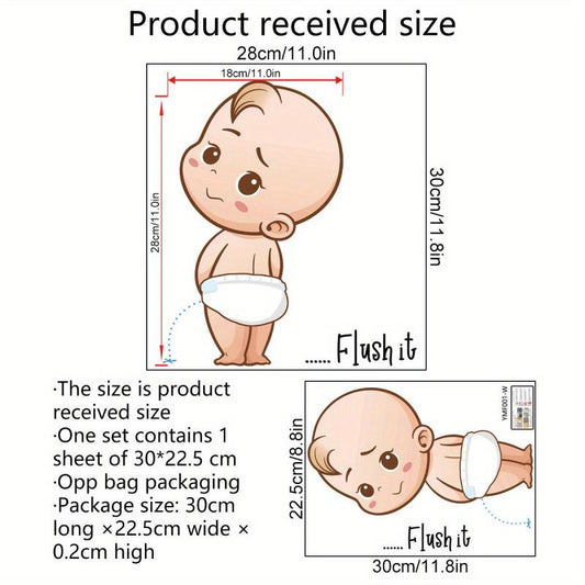 Little Kid 'Flush It' Toilet Stickers - Bathroom Decor