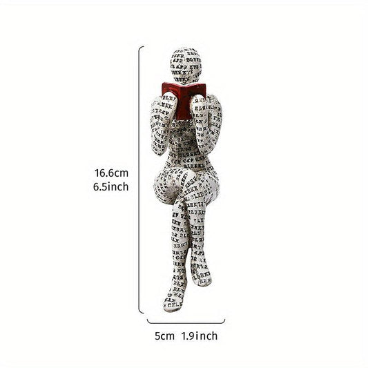 Letter Carving Reading Woman Decoration Ornament Resin Craft for Dining Table