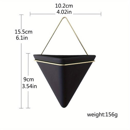 Triangle Ceramic Wall Hanging Flower Pots Vase for Home Decor