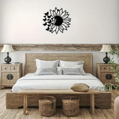 Butterfly Sunflower Metal Wall Decor for Home Modern Art