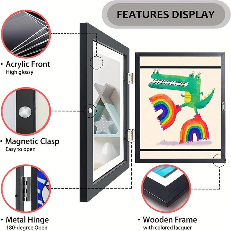 Kids Art Frame Front Opening Changeable Storage Frames A4 Hang