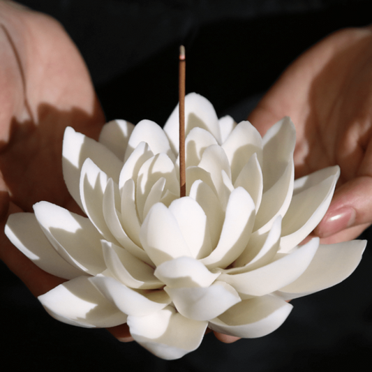 Ceramic Lotus Incense Burner Holder for Home Decor