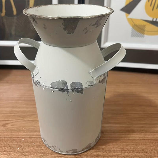 Rustic Shabby Vintage Metal Flower Vase for Home Decor