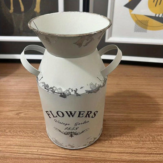 Rustic Shabby Vintage Metal Flower Vase for Home Decor