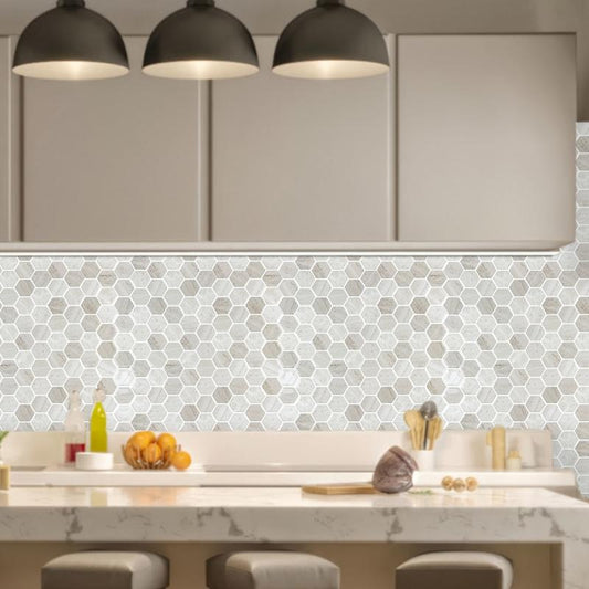 10 Sheets 12x12 Peel and Stick Backsplash Tiles Self Adhesive 3D Hexagon Marble