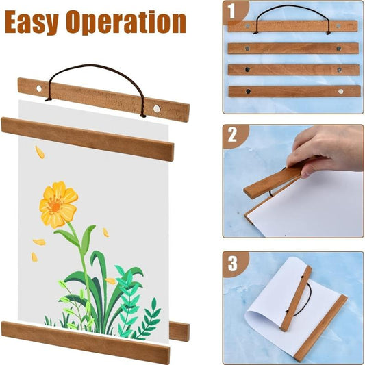 Teak Magnetic Poster Hanger Frame, 1pc