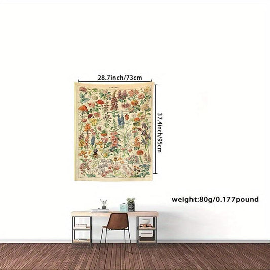 Plants Flower Wreath Retro Texture Printing Tapestry Home Decoration