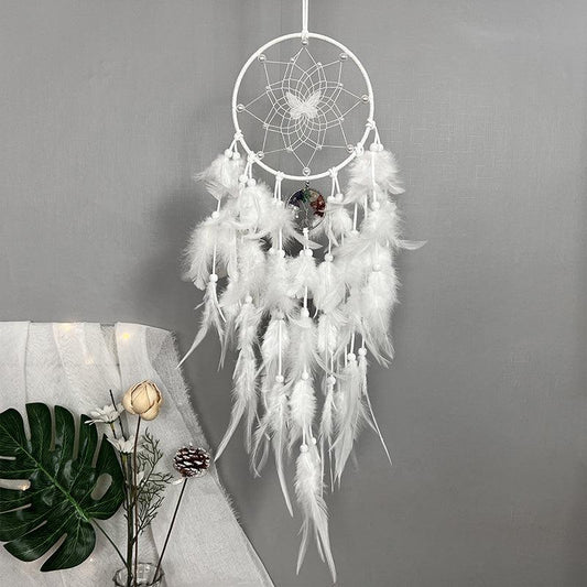 Fairy Butterfly Dream Catcher Crystal Stone Tree Feather Wind Chime