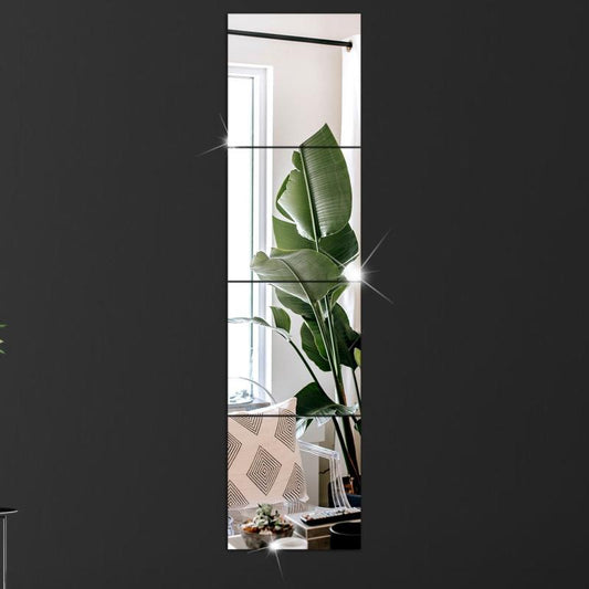 4pcs Acrylic Mirror Wall Sticker Tiles Square Mirror Decal For Home Decor
