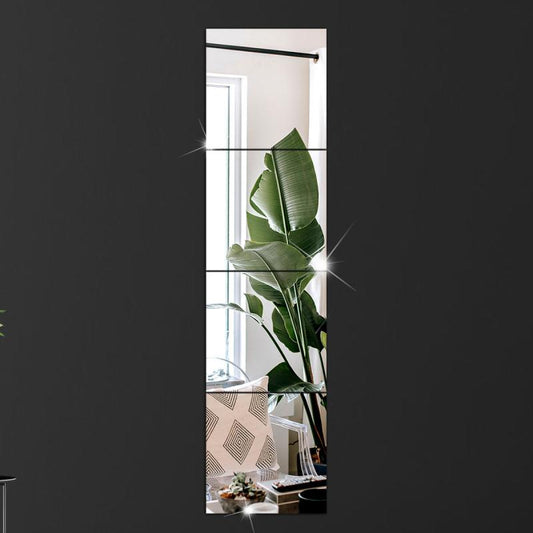 4pcs Acrylic Mirror Wall Sticker Tiles Square Mirror Decal For Home Decor