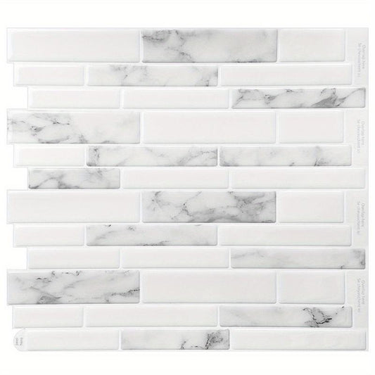 10 Sheets Tile Sticker Modern Marble Patterned 3D Backsplash Peel and Stick Tile