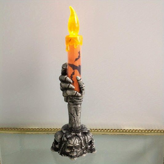 Spooky Halloween Candle Lamp Skull Hand Lamp with Ghost Novelty Ornament