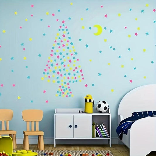 100pcs Glow In The Dark Star Stickers Mixed Colors