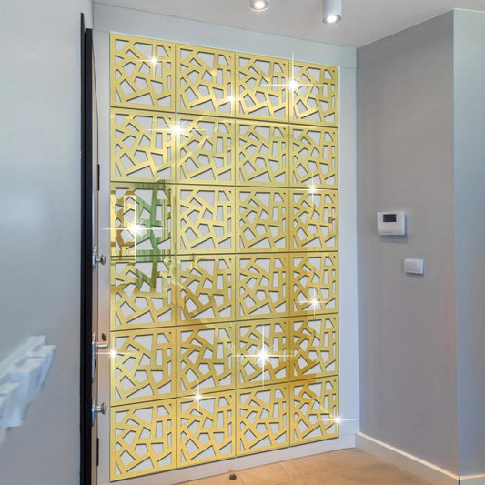 4pcs Acrylic Square Hollow Pattern Wall Stickers for Decor
