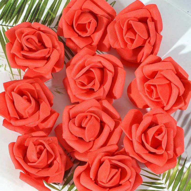 10 Foam Rose Flower Heads for DIY Wedding Bouquets & Celebrations