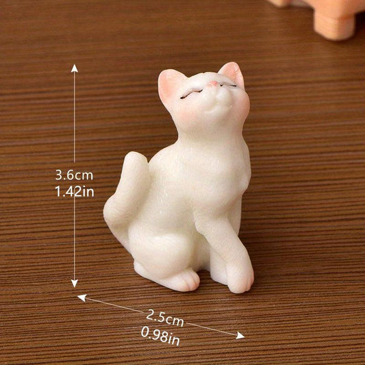 2pcs Mini Resin Cat Figurines For Home Desk Decoration