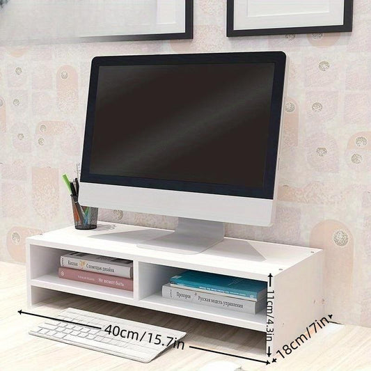 Wooden Computer Stand Desktop Storage Rack Home Office Desk Workstation