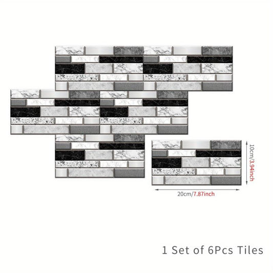 6pcs Waterproof Wall Tile Stickers for Bathroom Toilet Kitchen Living Room