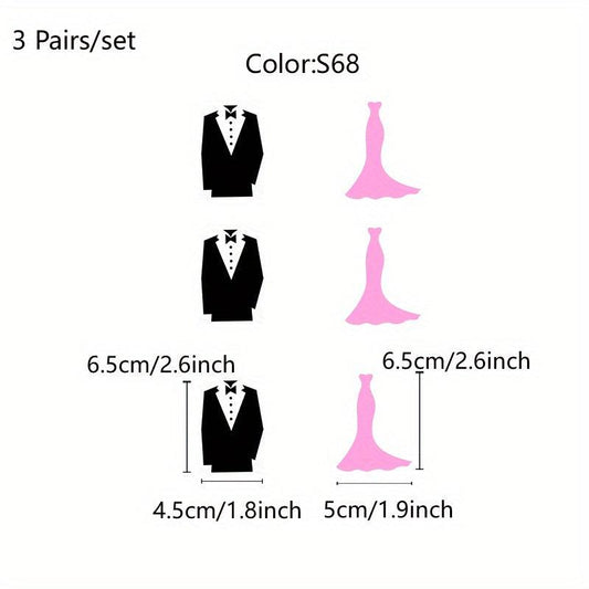 3pcs Mr & Mrs Wine Glass Stickers Wedding Decals