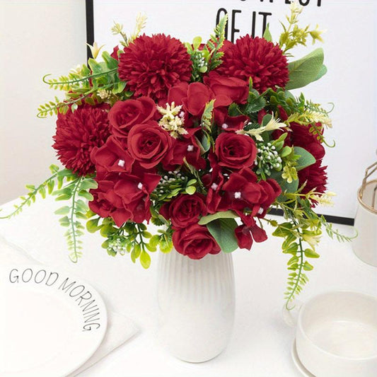 1pc Real Touch Artificial Rose Bouquet for Home Office Weddings