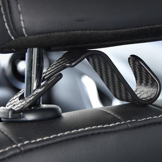 2pcs Car Seat Hook Carbon Fiber Hidden Seat Back Hook For Hang Objects Bags