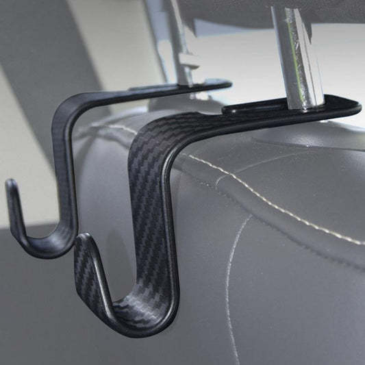 2pcs Car Seat Hook Carbon Fiber Hidden Seat Back Hook For Hang Objects Bags