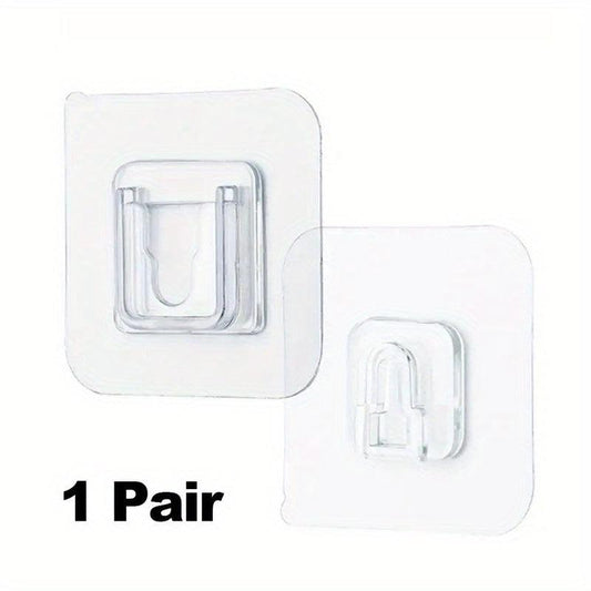 2pcs Adhesive Double Hook, Wall Mount, No Drilling, Utility Hook