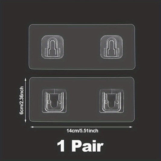2pcs Adhesive Double Hook, Wall Mount, No Drilling, Utility Hook